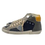 Sneakers Stivaletto Uomo Philippe Model Paris Prsx In Pelle Blu Dettagli Grigi art. PRHU XP12 - immagine 5