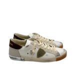 Sneakers Uomo Philippe Model in pelle Bianca con Spoiler in Camoscio Marrone art. PRLU VDP1