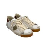 Sneakers Uomo Philippe Model in pelle Bianca con Spoiler in Camoscio Marrone art. PRLU VDP1 - immagine 2