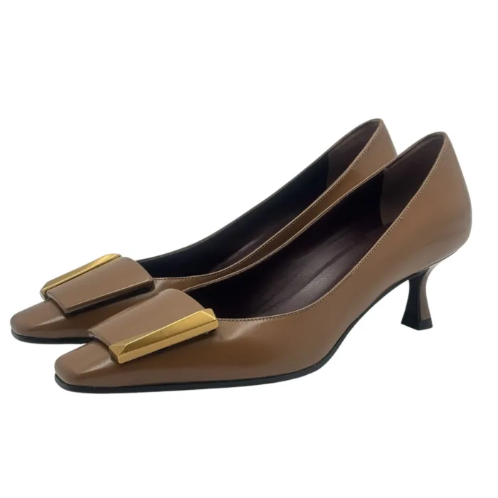 Décolleté Roberto Festa in Pelle Spazzolata Tortora Tacco 6 cm art. Mila, foto 5 di 7
