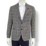 Giacca Lardini in Misto Lana e Cashmere Tartan Beige Art. CN6202E AAIF65517 910BR