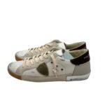 Sneakers Uomo Philippe Model in pelle Bianca con Spoiler in Camoscio Marrone art. PRLU VDP1 - immagine 4