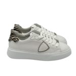 Sneakers Donna Philippe Model Temple In Pelle Bianca Spoiler Cavallino Zebrato art. BTLD VA04