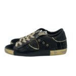 Sneakers Donna Philippe Model Paris Prsx In Pelle Nera Dettagli Glitter Neri e Oro art. PRLD GMP1 - immagine 5