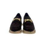 Mocassino Luca Grossi In Camoscio Testa di Moro con Accessorio Morsetto Oro Tacco 4 cm art. K674M - immagine 3