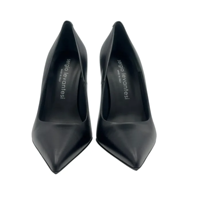 Décolleté Sergio Levantesi in Pelle Liscia Nera Tacco Stiletto 11 cm art. LEY56, foto 3 di 6
