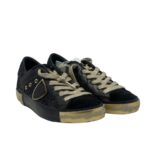Sneakers Donna Philippe Model Paris Prsx In Pelle Nera Dettagli Glitter Neri e Oro art. PRLD GMP1 - immagine 2