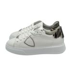 Sneakers Donna Philippe Model Temple In Pelle Bianca Spoiler Cavallino Zebrato art. BTLD VA04 - immagine 4