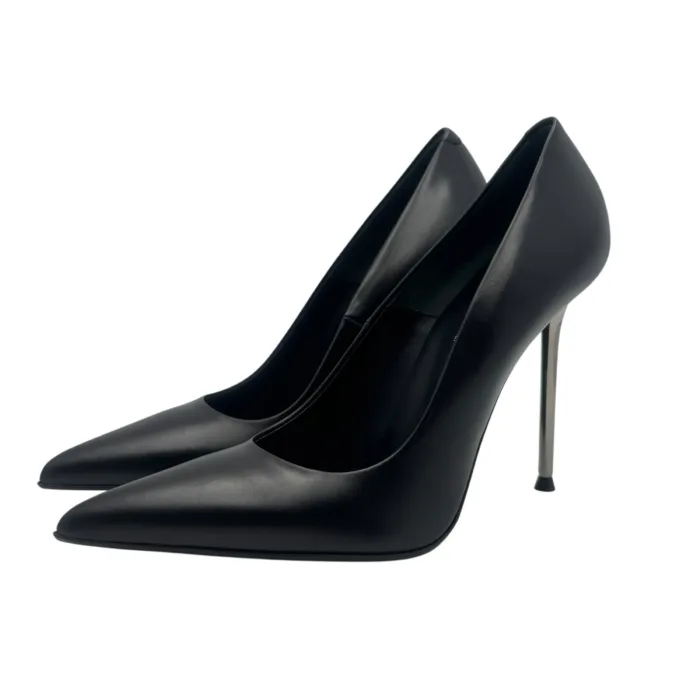 Décolleté Sergio Levantesi in Pelle Liscia Nera Tacco Stiletto 11 cm art. LEY56, foto 5 di 6