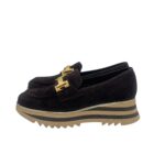 Mocassino Luca Grossi In Camoscio Testa di Moro con Accessorio Morsetto Oro Tacco 4 cm art. K674M - immagine 4