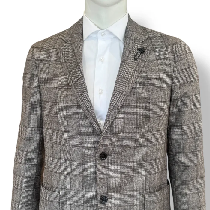 Giacca Lardini in Misto Lana Loro Piana Check Marrone Art. CN528AE AAIF65544 400MA, foto 2 di 3