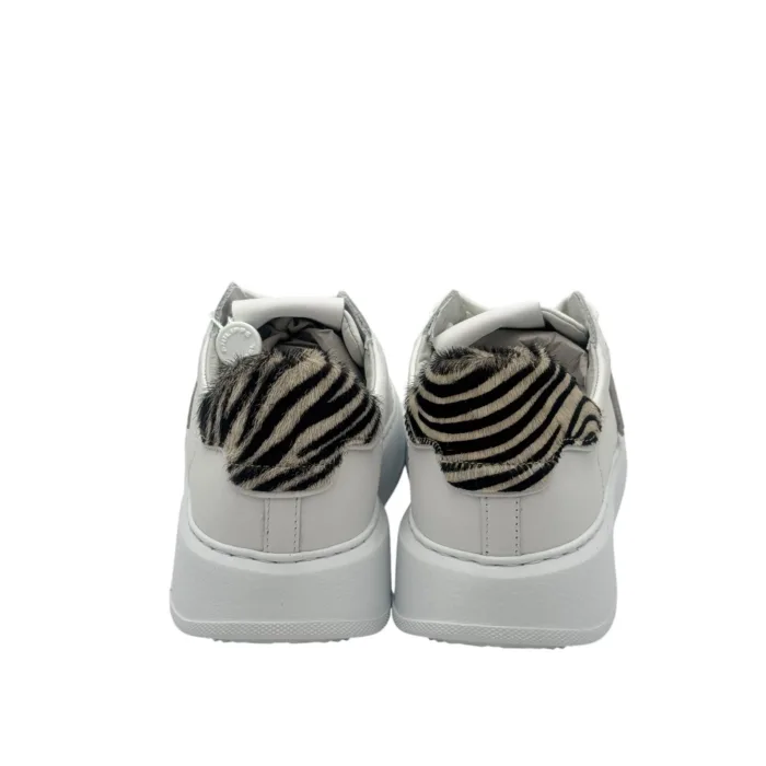 Sneakers Donna Philippe Model Temple In Pelle Bianca Spoiler Cavallino Zebrato art. BTLD VA04, foto 6 di 6