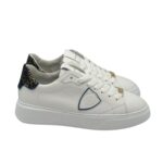 Sneakers Donna Philippe Model Temple In Pelle Bianca Spoiler Nero e Oro art. BTLD VML2