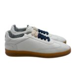 Sneakers Invernale Uomo Soldini In Pelle Avorio, Lacci e Plantare in Lanetta art. Akira Nabuk Bianco 1243 Blu