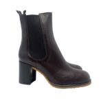 Tronchetto Roberto Festa in Pelle Marrone Elastico Laterale Tacco in Legno Grosso 7,5 cm art. Muriels