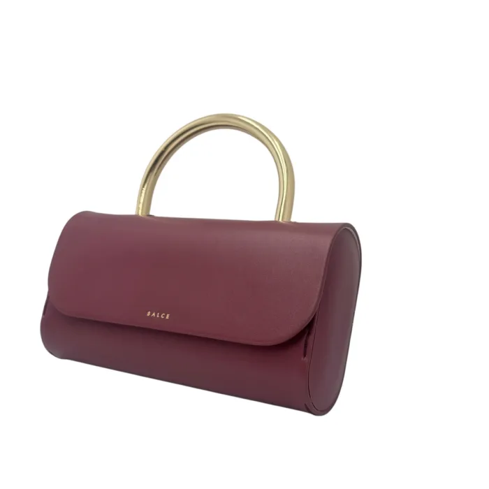 Borsa a Mano Piccola Salce Bordeaux art. Pitus Medium Metal Burgundy, foto 5 di 6