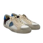 Sneakers Uomo Philippe Model Paris Prsx In Pelle Bianca Dettagli Blu Elettrico art. PRLU XP11 - immagine 2