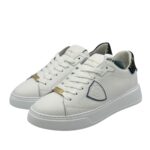 Sneakers Donna Philippe Model Temple In Pelle Bianca Spoiler Nero e Oro art. BTLD VML2 - immagine 5