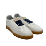 Sneakers Invernale Uomo Soldini In Pelle Avorio, Lacci e Plantare in Lanetta art. Akira Nabuk Bianco 1243 Blu - immagine 2