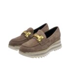Mocassino Luca Grossi In Camoscio Acero con Accessorio Morsetto Oro Tacco 4 cm art. K674M - immagine 5