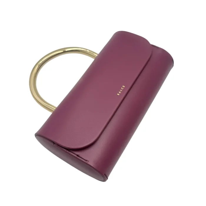 Borsa a Mano Piccola Salce Bordeaux art. Pitus Medium Metal Burgundy, foto 4 di 6