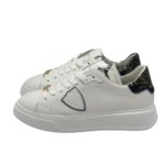 Sneakers Donna Philippe Model Temple In Pelle Bianca Spoiler Nero e Oro art. BTLD VML2 - immagine 4