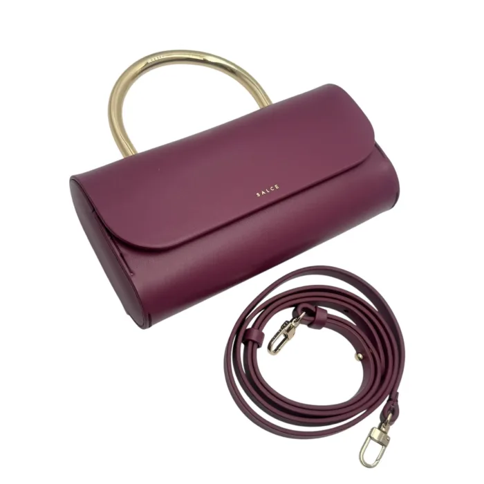 Borsa a Mano Piccola Salce Bordeaux art. Pitus Medium Metal Burgundy, foto 6 di 6