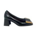 Décolleté Roberto Festa in Pelle Spazzolata Nera Tacco Grosso 6 cm art. Clory