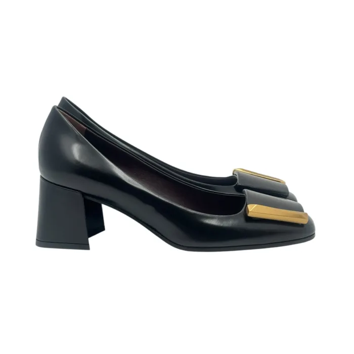 Décolleté Roberto Festa in Pelle Spazzolata Nera Tacco Grosso 6 cm art. Clory, foto 1 di 6