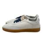 Sneakers Invernale Uomo Soldini In Pelle Avorio, Lacci e Plantare in Lanetta art. Akira Nabuk Bianco 1243 Blu - immagine 3