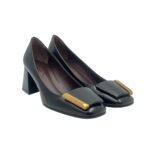 Décolleté Roberto Festa in Pelle Spazzolata Nera Tacco Grosso 6 cm art. Clory - immagine 2