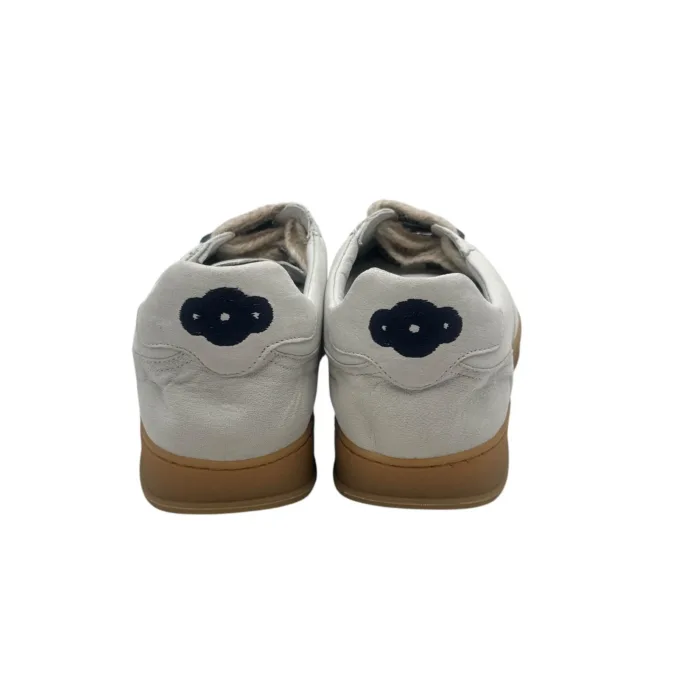 Sneakers Invernale Uomo Soldini In Pelle Avorio, Lacci e Plantare in Lanetta art. Akira Nabuk Bianco 1243 Blu, foto 7 di 7