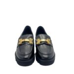 Mocassino Luca Grossi In Pelle Nera con Accessorio Morsetto Oro Tacco 6,5 cm art. K674M - immagine 3