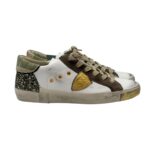 Sneakers Donna Philippe Model Paris Prsx In Pelle Bianca Dettagli Glitter Oro art. PRLD CG01