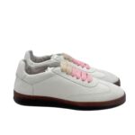 Sneakers Invernale Donna Soldini In Pelle Avorio, Lacci e Plantare in Lanetta art. Akira Nabuk Bianco Ricamo Peonia
