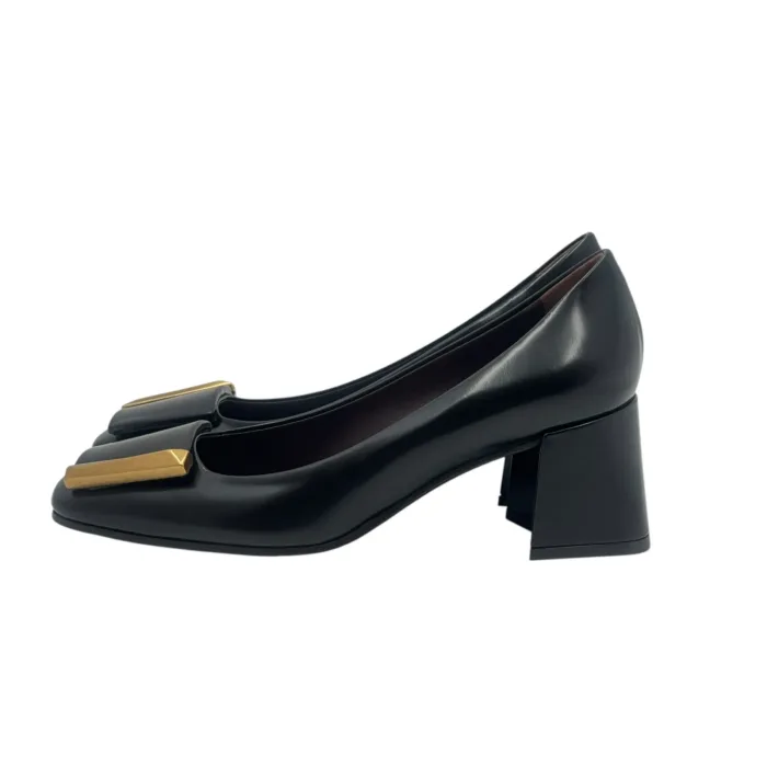 Décolleté Roberto Festa in Pelle Spazzolata Nera Tacco Grosso 6 cm art. Clory, foto 3 di 6