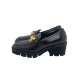 Mocassino Luca Grossi In Pelle Nera con Accessorio Morsetto Oro Tacco 6,5 cm art. K674M - immagine 4