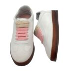 Sneakers Invernale Donna Soldini In Pelle Avorio, Lacci e Plantare in Lanetta art. Akira Nabuk Bianco Ricamo Peonia - immagine 6