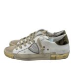 Sneakers Donna Philippe Model Paris Prsx In Pelle Bianca Spoiler Verde e Linguetta Camoscio art. PRLD XE07 - immagine 3