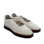 Sneakers Invernale Uomo Soldini In Pelle Avorio, Lacci e Plantare in Lanetta art. Akira Nabuk Bianco 1230 Marrone - immagine 2