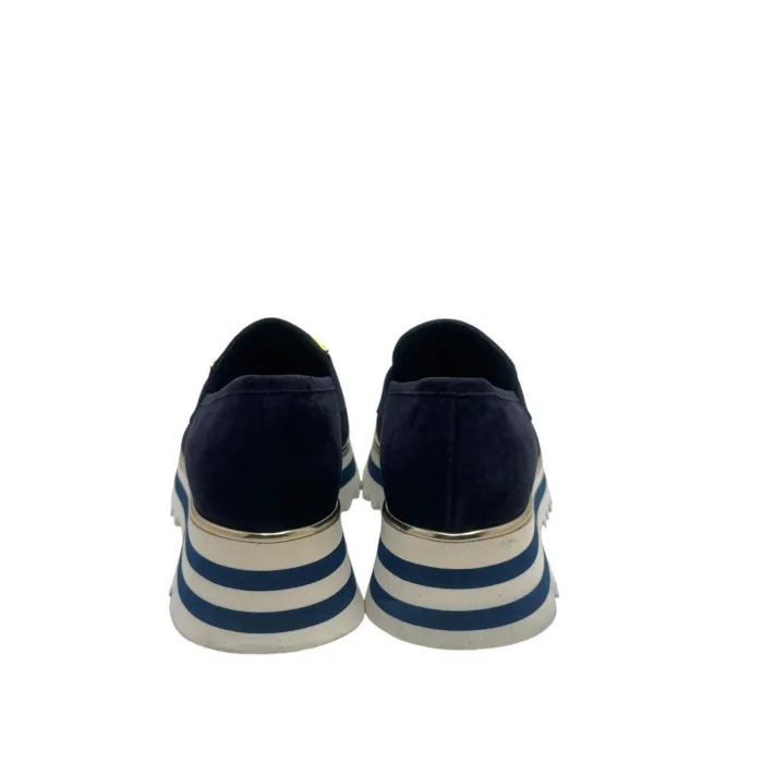 Mocassino Luca Grossi In Camoscio Blu con Accessorio Morsetto Oro Tacco 4 cm art. K674M, foto 6 di 6