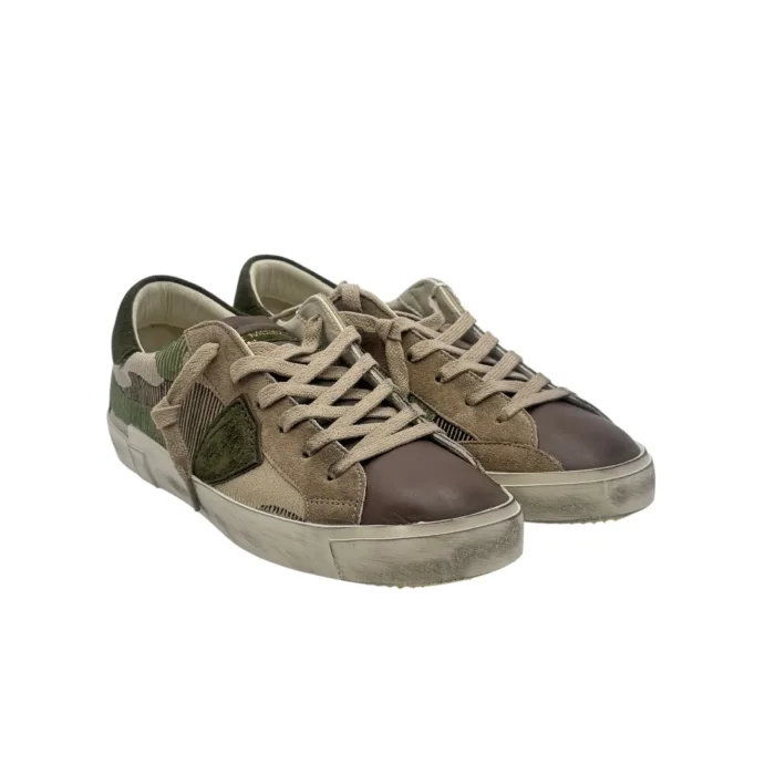 Sneakers Uomo Philippe Model Paris Prsx In Tessuto Fantasia Militare e Linguetta in Pelle art. PRLU CB03, foto 5 di 6