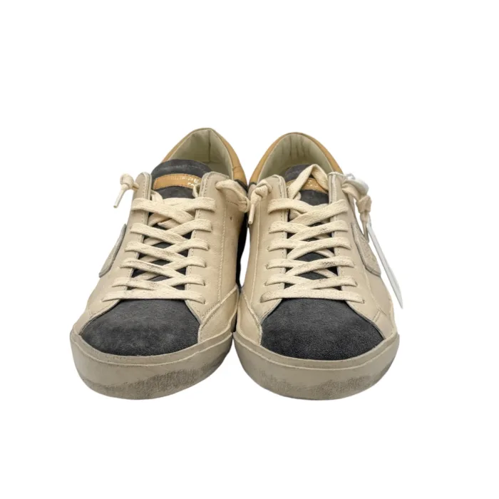 Sneakers Uomo Philippe Model Paris Prsx In Pelle Avorio, Linguetta Grigio Antracite e Dettagli Beige art. PRLU WX47, foto 3 di 6