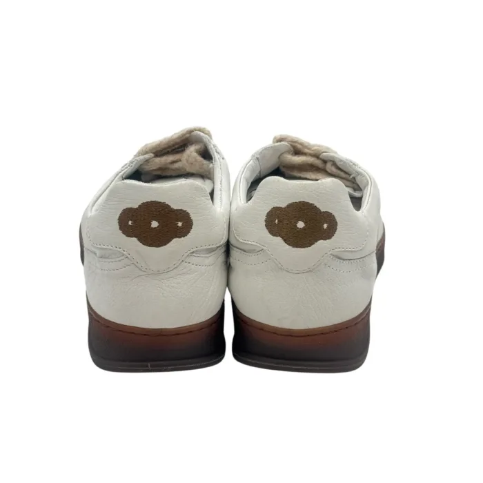 Sneakers Invernale Uomo Soldini In Pelle Avorio, Lacci e Plantare in Lanetta art. Akira Nabuk Bianco 1230 Marrone, foto 7 di 7