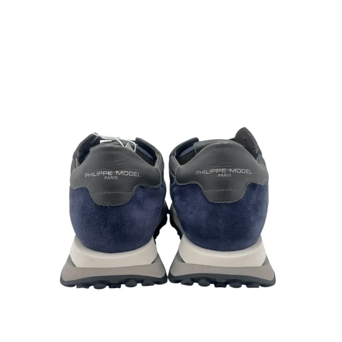 Sneakers Uomo Philippe Model Tropez Haute In Camoscio Blu e Pelle Grigia cod. TKLU XI05, foto 6 di 6