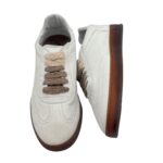 Sneakers Invernale Uomo Soldini In Pelle Avorio, Lacci e Plantare in Lanetta art. Akira Nabuk Bianco 1230 Marrone - immagine 6