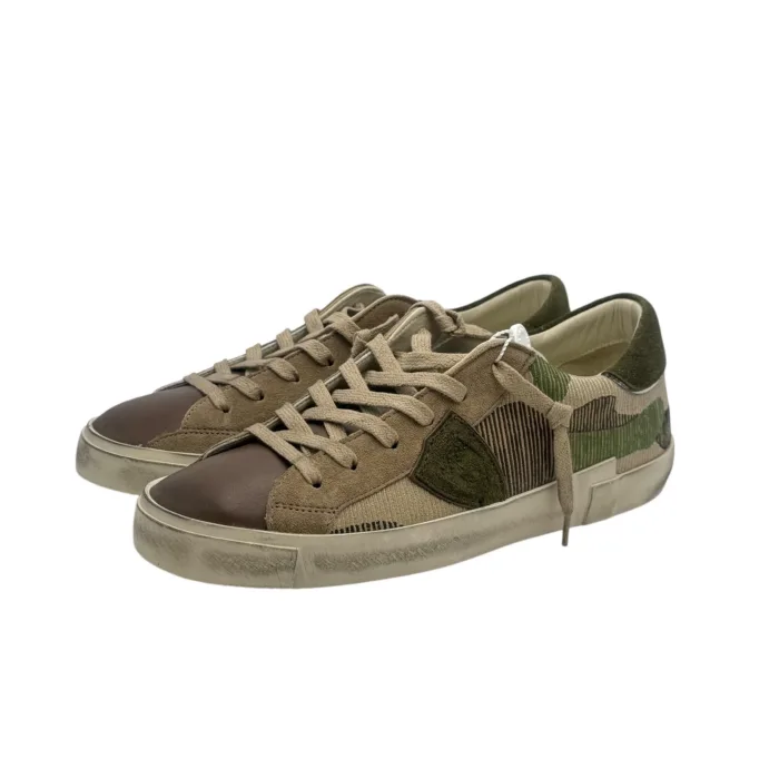 Sneakers Uomo Philippe Model Paris Prsx In Tessuto Fantasia Militare e Linguetta in Pelle art. PRLU CB03, foto 4 di 6