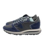 Sneakers Uomo Philippe Model Tropez Haute In Camoscio Blu e Pelle Grigia cod. TKLU XI05 - immagine 4
