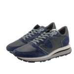 Sneakers Uomo Philippe Model Tropez Haute In Camoscio Blu e Pelle Grigia cod. TKLU XI05 - immagine 5