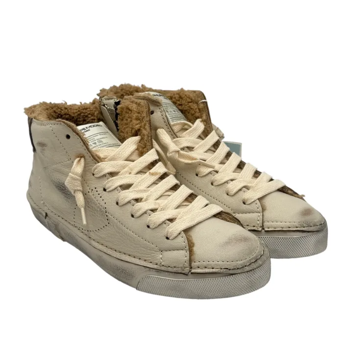 Sneakers Stivaletto Uomo Philippe Model Paris Prsx Pelle Bianca ed Imbottitura Interna art. PRHU DVF1, foto 2 di 5